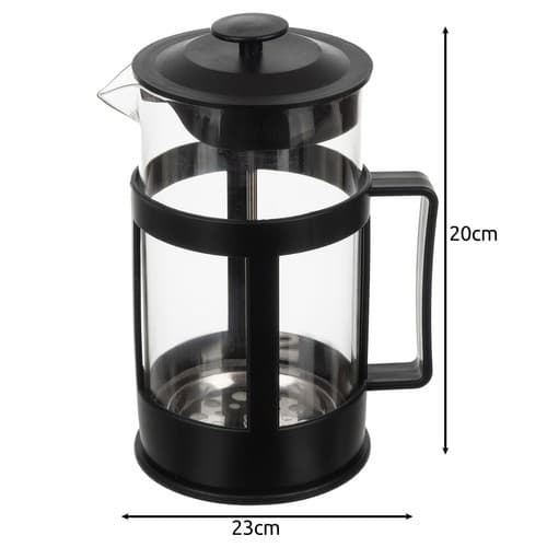 Fransk press kaffe- och temaskin, 1L, svart, glas, filter i rostfritt stål