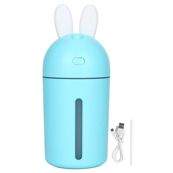 Mini luftfugter 200 ml, USB-drevet, natlys, 3-timers timer, skrivebord, blå
