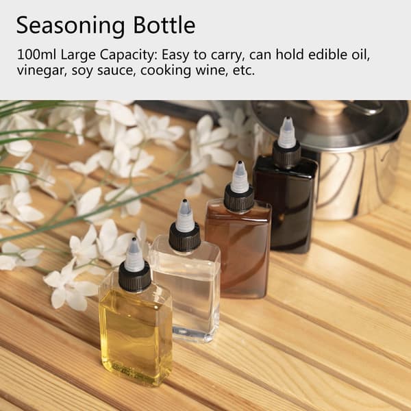 4 stk 100ML Krydderflasker, Bærbar Forseglet Oljedispenser for BBQ Camping