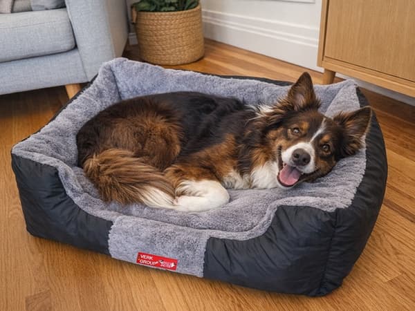 Blød hundeseng sofa, plys kæledyrssofa, vaskbart betræk, mellemstore til store hunde Large