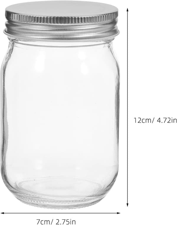 Glasburkar 380 ml med lock, 4-pack små glasbehållare för köksförvaring, honungssylt, konservering