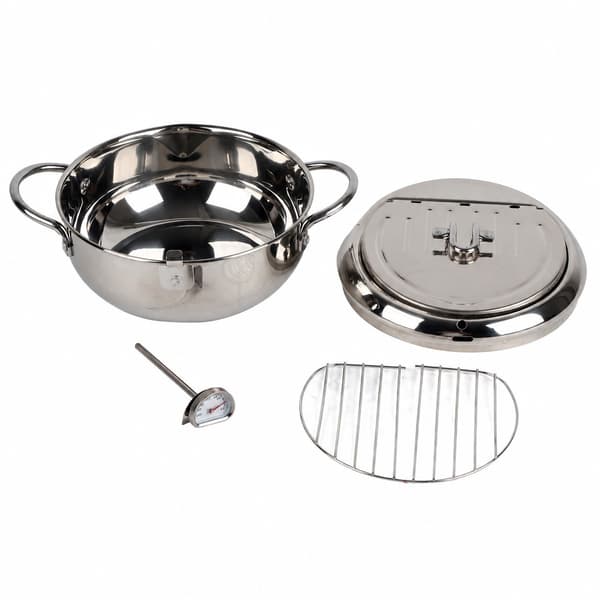 Fritøse i rustfritt stål, tempurafrityrkoker med termometer, non-stick, japansk stil
