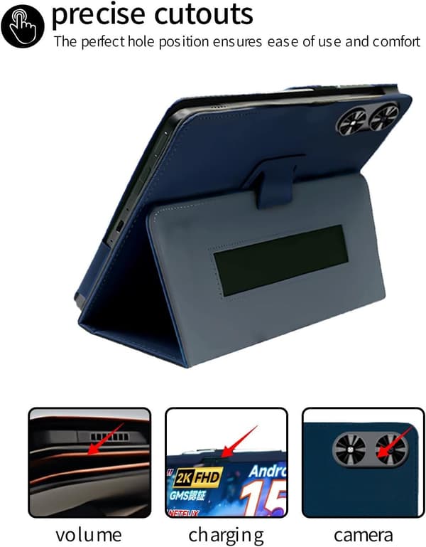 Tabletcover til SVITOO P12 12\", PU-læder, foldbart stativ, blyantholder, håndrem, himmelblå
