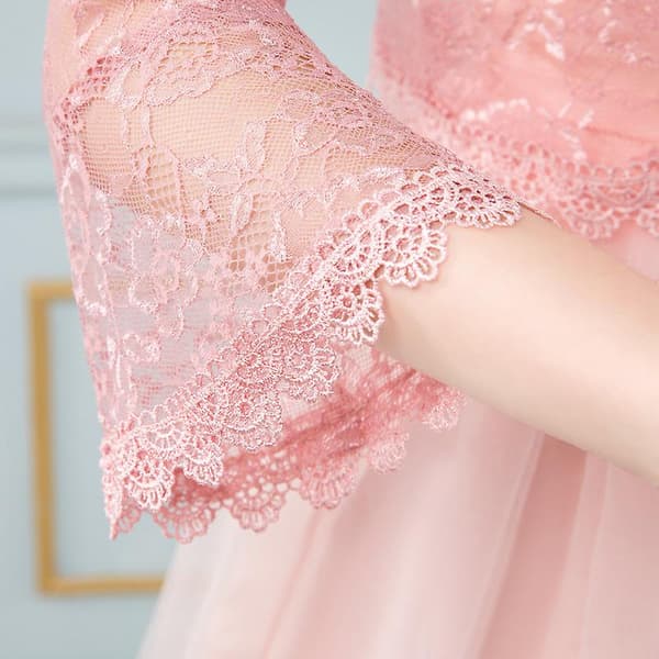 Blondekjole til bryllup med bolero-overdel PINK-1