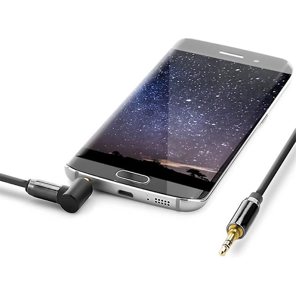 2m Filtringsfri 3,5 mm AUX-ledning Mobiltelefoner Højttalere L-formet Vinklet 3,5 mm Bil Stereo Audio Han til Han Kabel[HK]