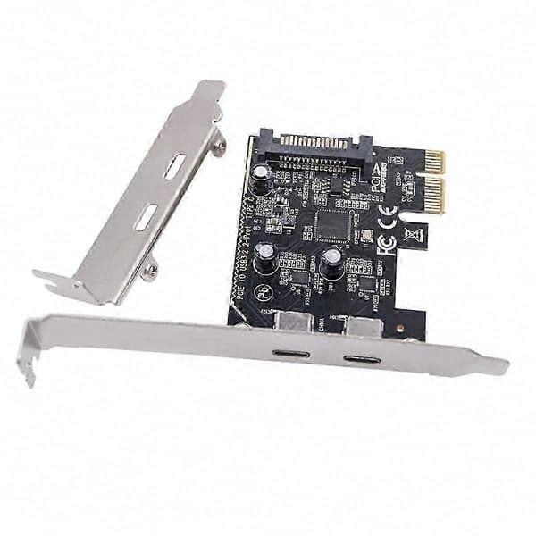 PCIe til dobbelt USB-C-kort - 2-ports Type C USB 3.2 Gen1 5 Gbps adapter med ASM1042-chip til stationær computer[HK] Black