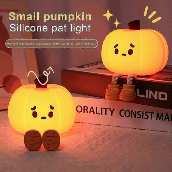 Mini Halloween Gresskar Silikonlampe USB-drevet Nattlys med Berøringstimer for Gave[HK]