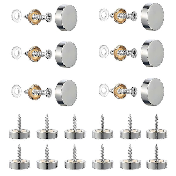 20 stk. Børstet rustfrit stål spejlskruer med dekorative hætter til spejle, borde, badeplader, skabe, glaspaneler (sølv) (12 mm) Sh[HK]