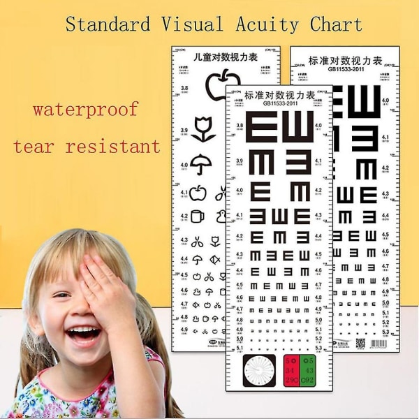 Vattentät ögonschema Standard synfelskontrolldiagram med höjdmätningslinjal för vuxna barns ögonundersökning[HK]