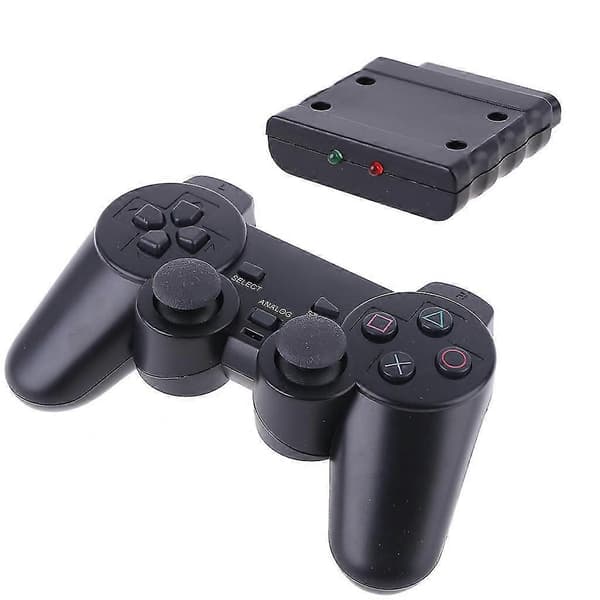 Trådløs Gamepad Vibrator 2,4 GHz USB-spillkontroller Håndtak Joystick med mottaker for PS2 For 2 spilltilbehør [HK]