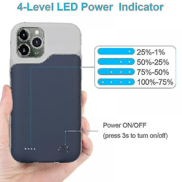 6200mah Akun Latauskotelo iPhone 11/11 Pro/11 Pro Maxille, Ladattava Täysi Paketti Kannettava Ex[HK] For iPhone 11 Pro Max-6.5inch Blue