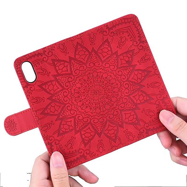 Plånboksfodral för XiaoMi RedMi NOTE 8 PRO Premium PU Läder Flip Cover Mandala[HK] Red