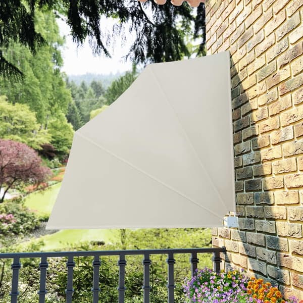 vidaXL Fällbart vindskydd för uteplats 140 x 140 cm Gräddvit Creme 2300