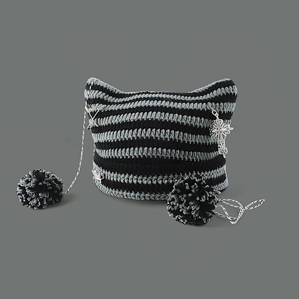 Grunge Beanies Hæklet Strikket Hatte Til Kvinder Piger Ræv Katteøre Goth Emo Alt Y2k Tilbehør Grunge Tøj [HK]