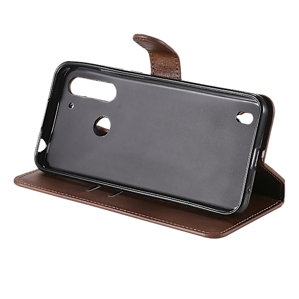 Kalveskinds tekstur læder cover til Motorola Moto G8 Power Lite[HK] Brown