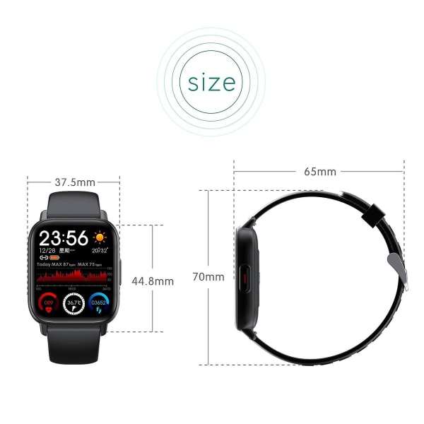 Fitness Tracker Qs16pro Smart Watch Kroppstemperatur Fitnessarmbånd Herre Dame Vanntette Sports Smartwatches[HK] Black