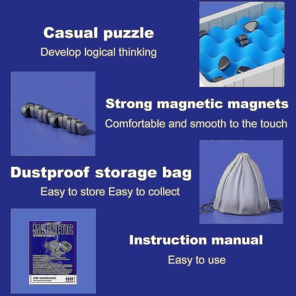 Magnetisk sjakkspill, magnetisk brettspill 2023, morsomt bordmagnetspill med 20 magneter, strategispill for barn og voksne Fg[HK] Rope Style