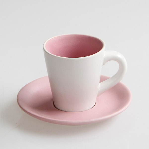 Värillinen set 100 ml Eurooppalaistyylinen mattakeraaminen espressokuppi, koko[HK] Pink 51-100ML