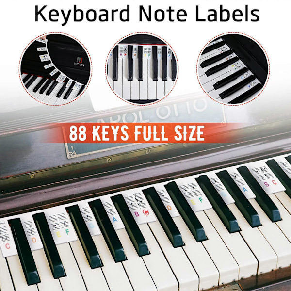 Piano Keyboard Note Labels Avtakbar Silikon Piano Note Guide Med Eske[HK] Colorful