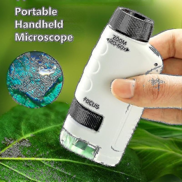 Kids Science Microscope Toy Kit 60-120x pedagogisk minificka handhållet mikroskop med LED-ljusstorlek, färguppsättning blå[HK]