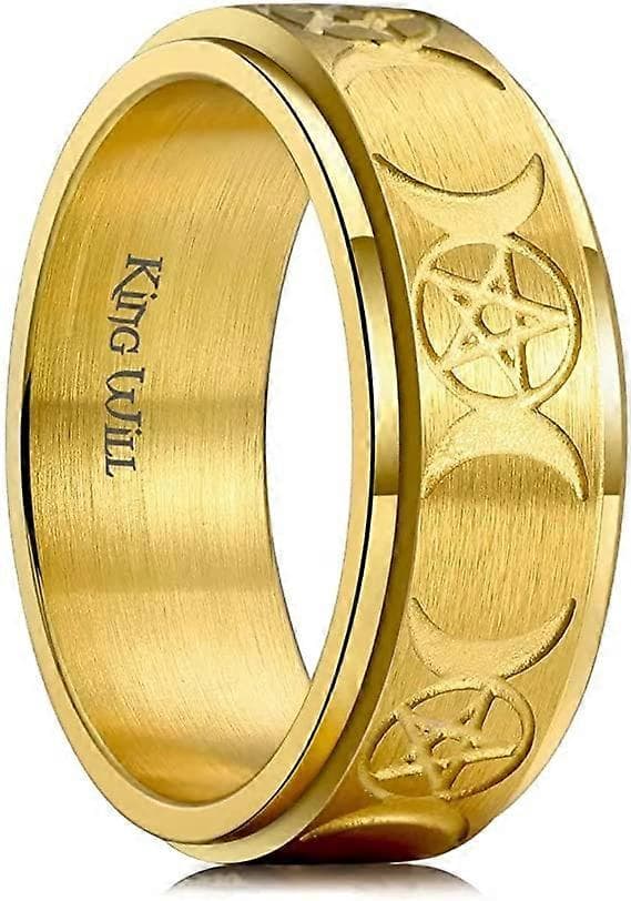 Mænds Fidget Ring Sort/Guld/Rosa Guld/Regnbue 8mm Rustfrit Stål Ring Spinner Ring Til Mænd Kvinder Stress Angstdæmpende Roterende Ring Finger[HK]