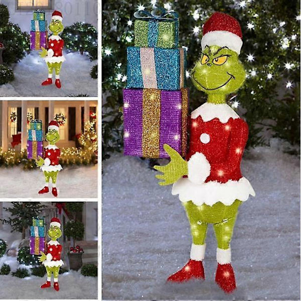 Julemanden Grinch KOMMER Belysning Juleudendørs Have Dekoration LED Belysning[HK] C