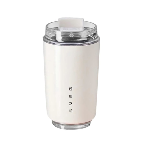Kaffekopp, Isolert Drikkekopp 320ml, Stor Reisekaffekopp med Lokk for Kalde og Varme Drikker[HK] 7.65cmx7.65cmx14cm White