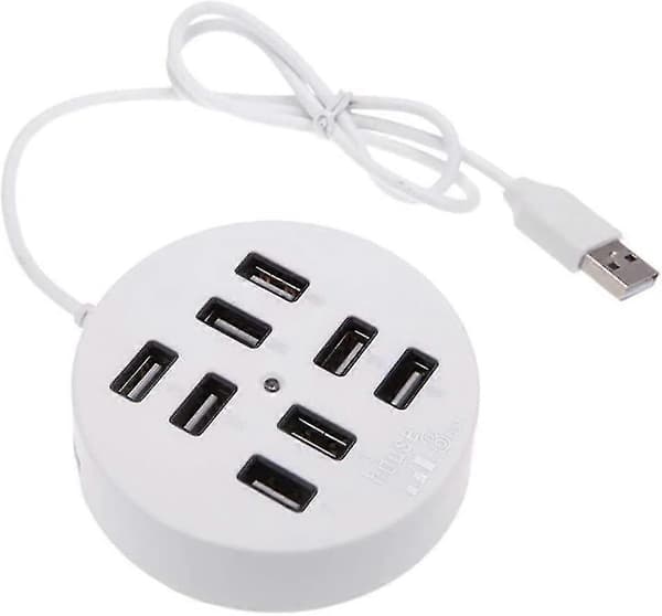 8-porters Boks Multi-data Overføring Usb 2.0 Hub Rund Multi-port Distributør Adapter (hvit)[HK]