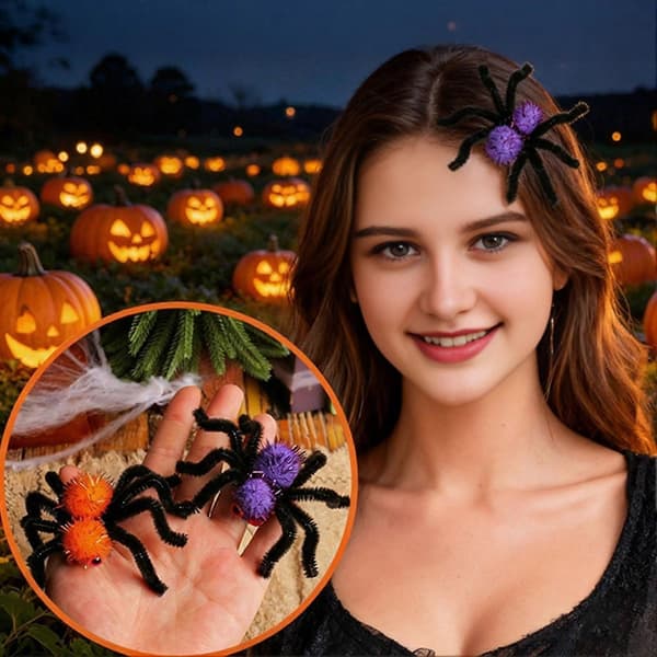 Edderkoppehårklemmer - Behårede edderkoppehårtilbehør kompatible med Halloween Cosplay Party[HK] 2