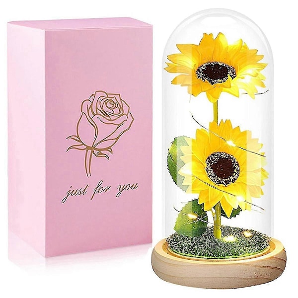 Konserverad Blomma Glaslock Glödande Guld Folie Solros Alla Hjärtans Dag Present[HK]