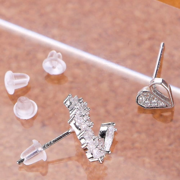 1000 st Earringsspärrar, Hattar för Hypoallergena Örhängen, Stopp för Örhängen, Transparenta Gummispärrar för Koniska Örhängen. [HkkK]