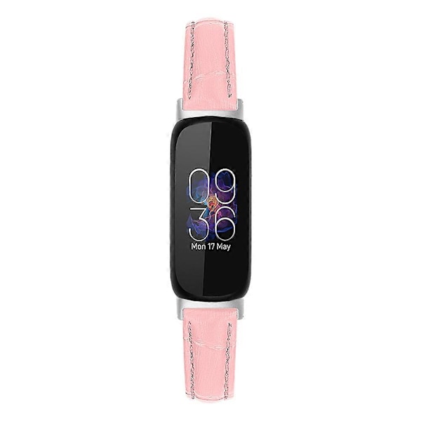 Ersättningsarmband för Fitbit Inspire 3, Bambu-mönstrat PU-läder, Justerbart klockarmband [HK] Pink