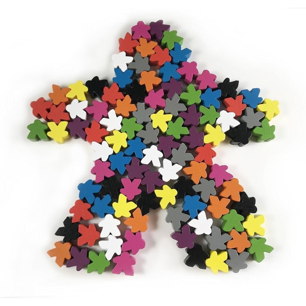 Multifarvede brætspiltilbehør (100 træmeeples) [HK]