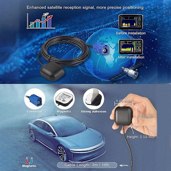 Aktiv GPS-navigationsantenn för fordon Fakra C Blå bilantenn för RAM - -[HK] Black