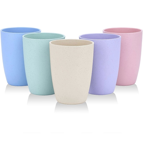 5 kpl, vehnänolkikupit (12 unssia), uudelleenkäytettävät juomakupit, astianpesukoneen kestävät mukit, BPA-vapaat [HK] 5Pcs Colorful