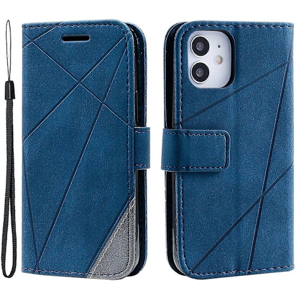 Plånboksfodral i Läder med Skin-touch Textur för iPhone 12 mini [HK] Style A Multicolor
