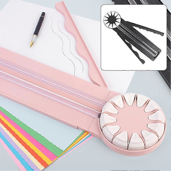 12 i 1 Pappersskärare Glidande Multifunktionell Papperskniv Roterande Handskärande Pappersverktyg för DIY Scrapbook[HK] Black