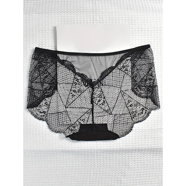 3-pak Plus Size Kontrast Blonder Mid Waist Semi Sheer Trusser, Kvinders Plus Høj Stretch Sexede Trusser 3stk-rød-4xl20[HK] Red 4XL20