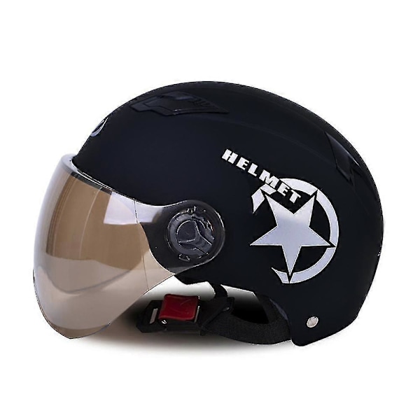 Elektrisk Motorcykel Hjelm Scooter Cykel Åben Halv Hjelm Baseball Cap Anti-UV Sikkerhed Hård Hat Cykelhjelm Justerbar[HK] Black