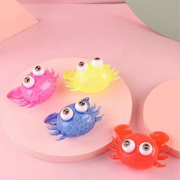 Krabba Klämleksak Flexibel Elastisk Antistressboll Färgad Nyp Leksak Lindra Stress Ventilationsleksaker Fidget Squishes Dekompressionsleksak Party Favor[HK] Random Color