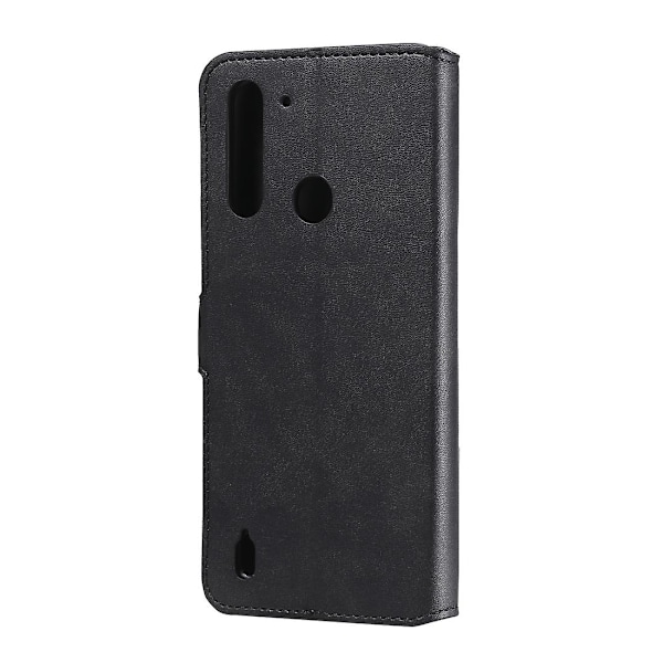 Kalveskinn Tekstur Lærveske For Motorola Moto G8 Power Lite[HK] Black