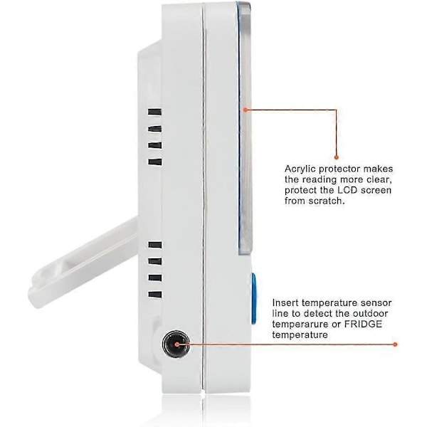 2 st Digital Frys-/Kylskåpstermometer med Magnet och Ställ Digital Frystermometer med LED-Alarmindikator Max/Min-Minne Frys [HK]