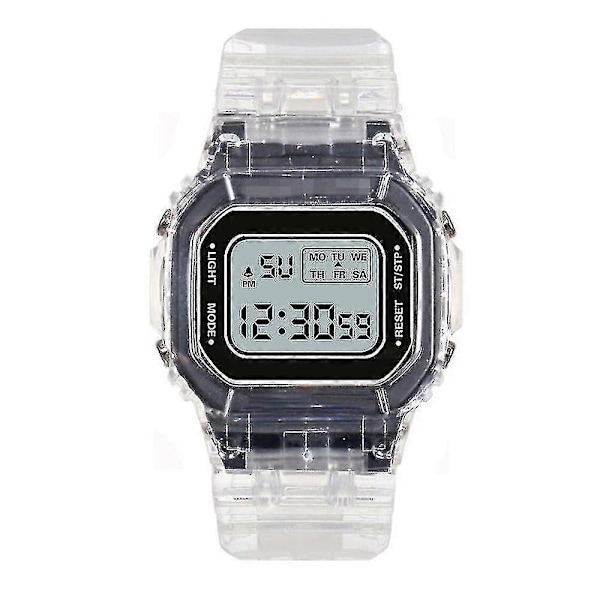 Unisex Digital Klocka Transparent Klar Rem Armbandsur Födelsedagspresent[HK] Black