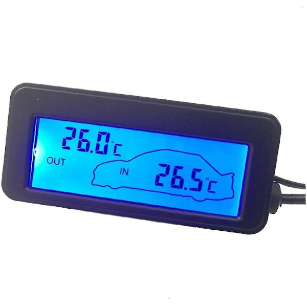 Mini bil digital termometer LCD-display inomhus utomhus temperaturmätare mätare med kabelgivare för 12v bilar fordon(svart)(1st)[HkkK]