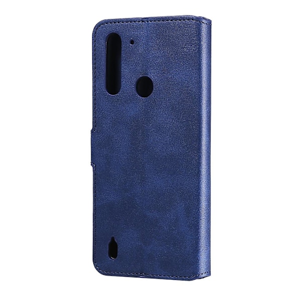 Kalveskinds tekstur læder cover til Motorola Moto G8 Power Lite[HK] Blue