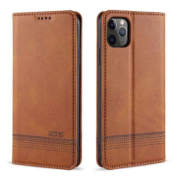 Læder Etui til iPhone 12 / 12 Pro[HK] Light Brown