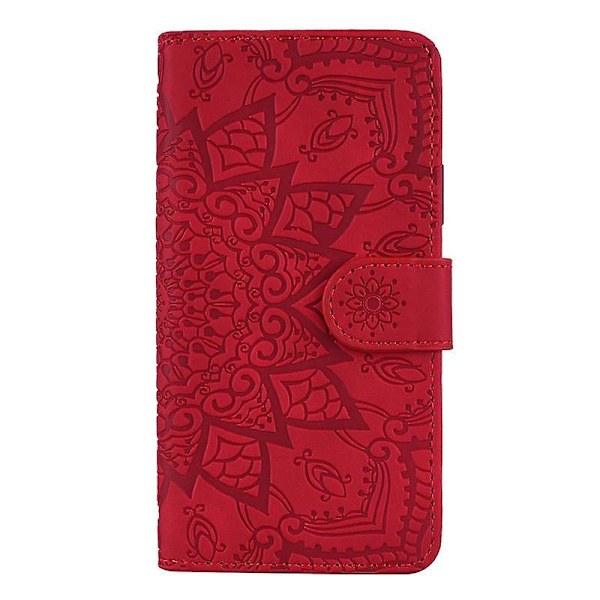 Plånboksfodral för Samsung Galaxy A52/A52S Premium PU Läder Flip Cover Mandala[HK] Red