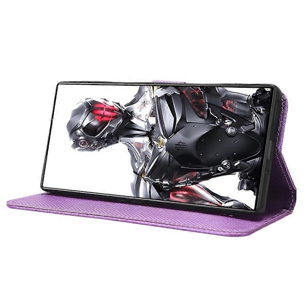 Til ZTE nubia Red Magic 8 Pro+ 5G / Red Magic 8 Pro 5G Diamanttekstur PU Læder Stand Cover Shell Flip Wallet Telefonetui[HK] Purple
