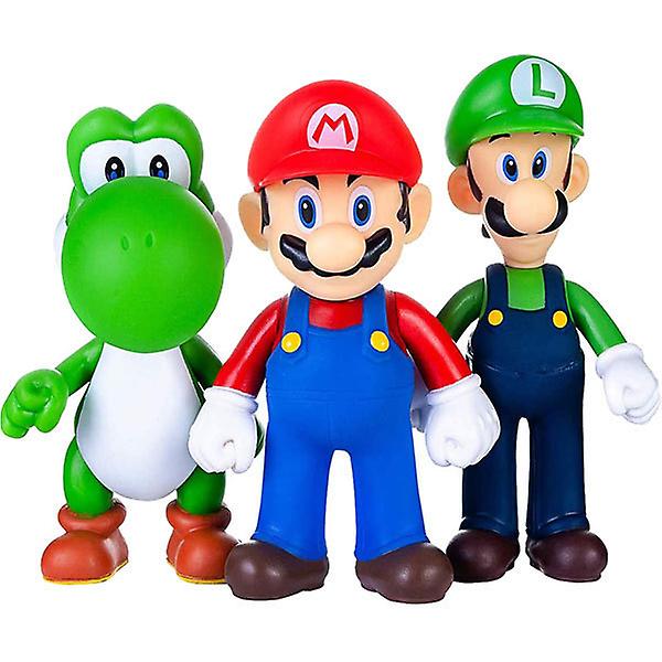 Super Mario Bros PVC Actionfigurer för Pojkar Flickor Barn Leksaker Mario Luigi Yoshi Wario Donkey Kong Figurer Dockor Samling Modell Födelsedagspresenter [HK] Green Yoshi