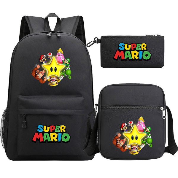 Super Mario -reppu - Teini-ikäisille tytöille ja pojille - Kawaii-oppilaille vedenpitävät kangaskoululaukut - 3 kpl kannettavan tietokoneen Mochilas-reput [HK] 5